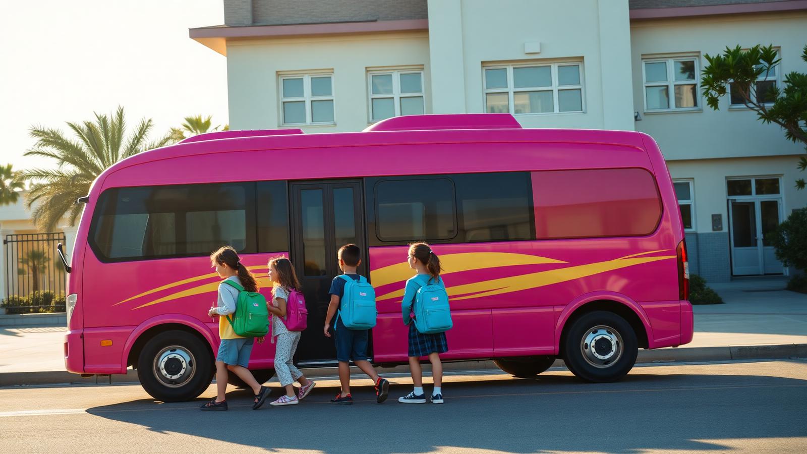 Van escolar Sabrina chegando à escola